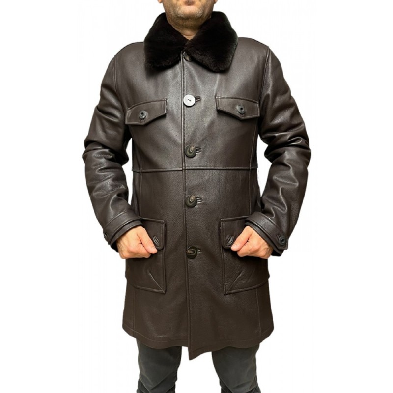 G-N-809 ΑΝΔΡΙΚΟ ΔΕΡΜΑΤΙΝΟ ΤΖΑΚΕΤ ΚΑΦΕ