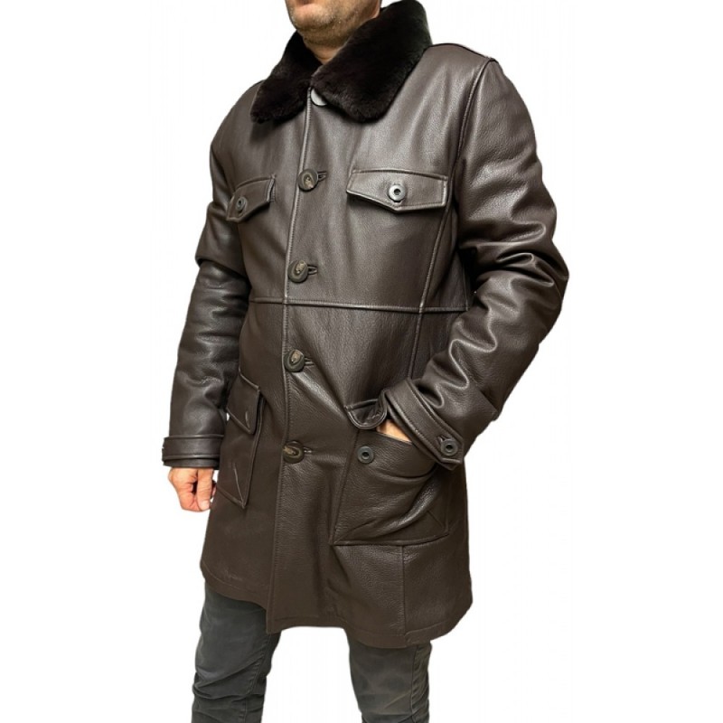 G-N-809 ΑΝΔΡΙΚΟ ΔΕΡΜΑΤΙΝΟ ΤΖΑΚΕΤ ΚΑΦΕ