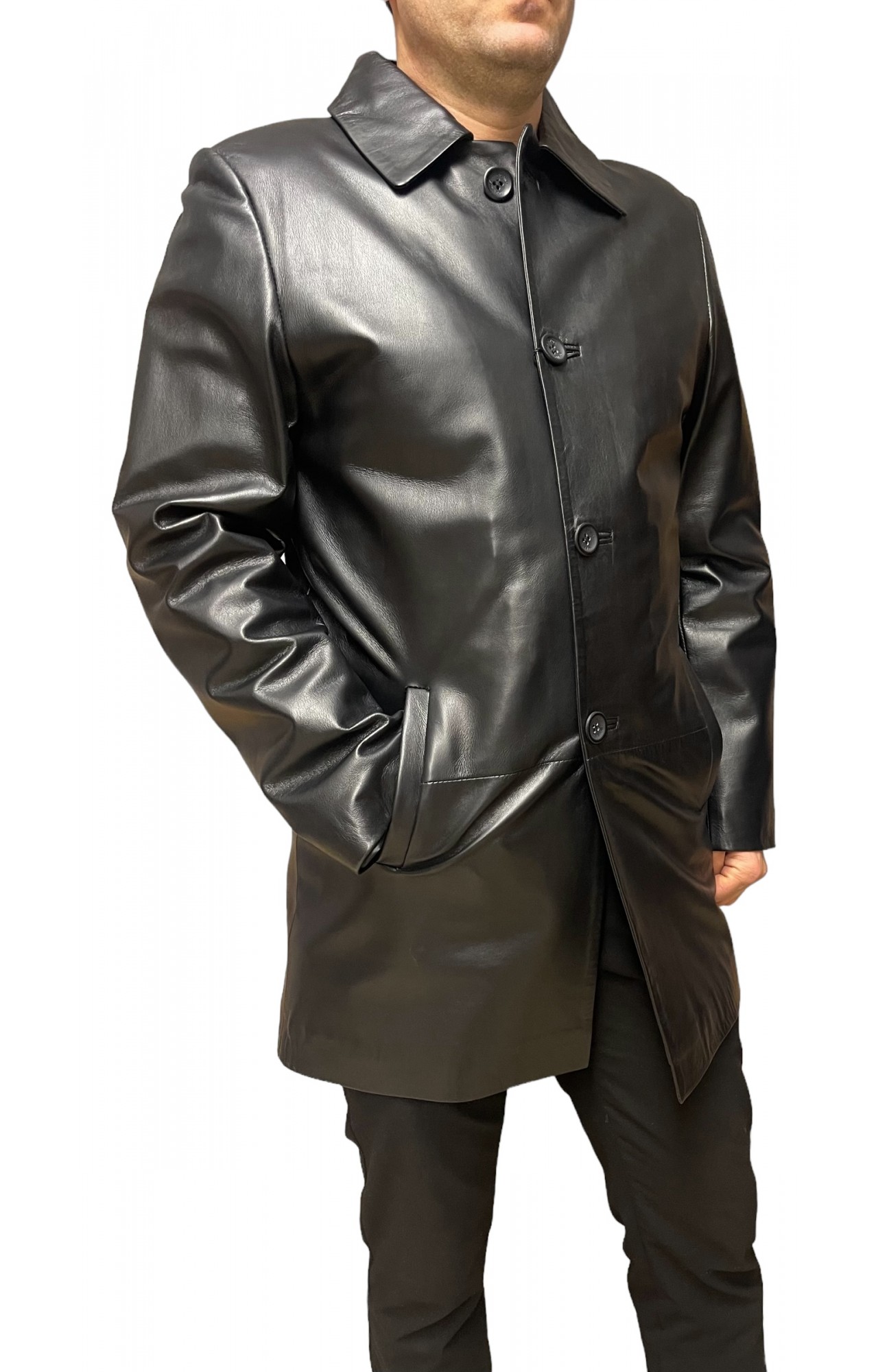 2001B MENS LEATHER COAT BLACK