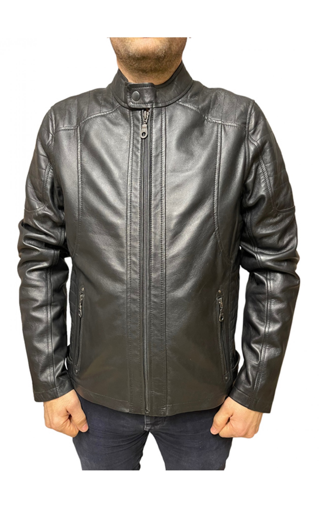 MANS LEATHER JACKET 4454 BLACK