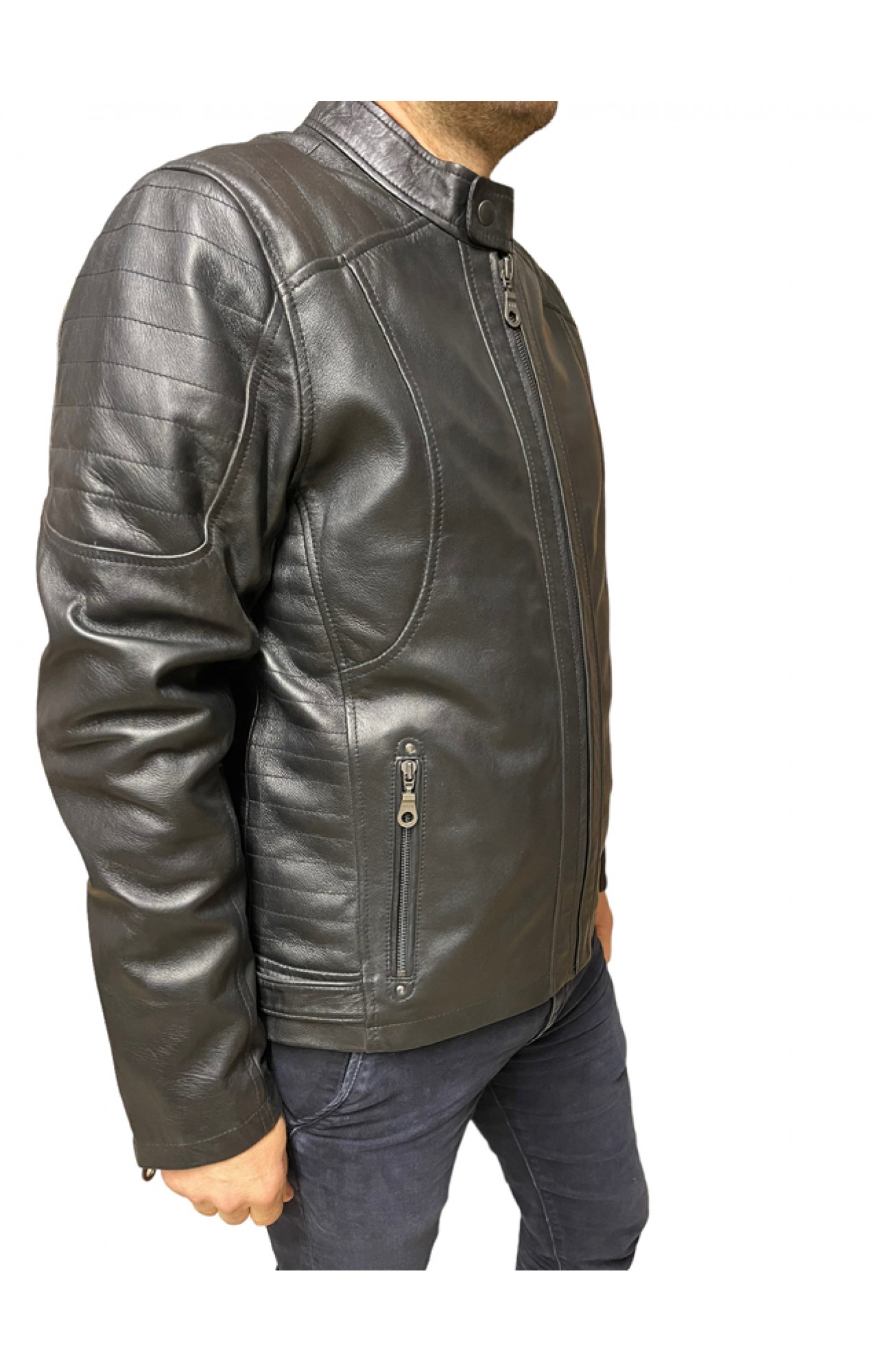 MANS LEATHER JACKET 4454 BLACK