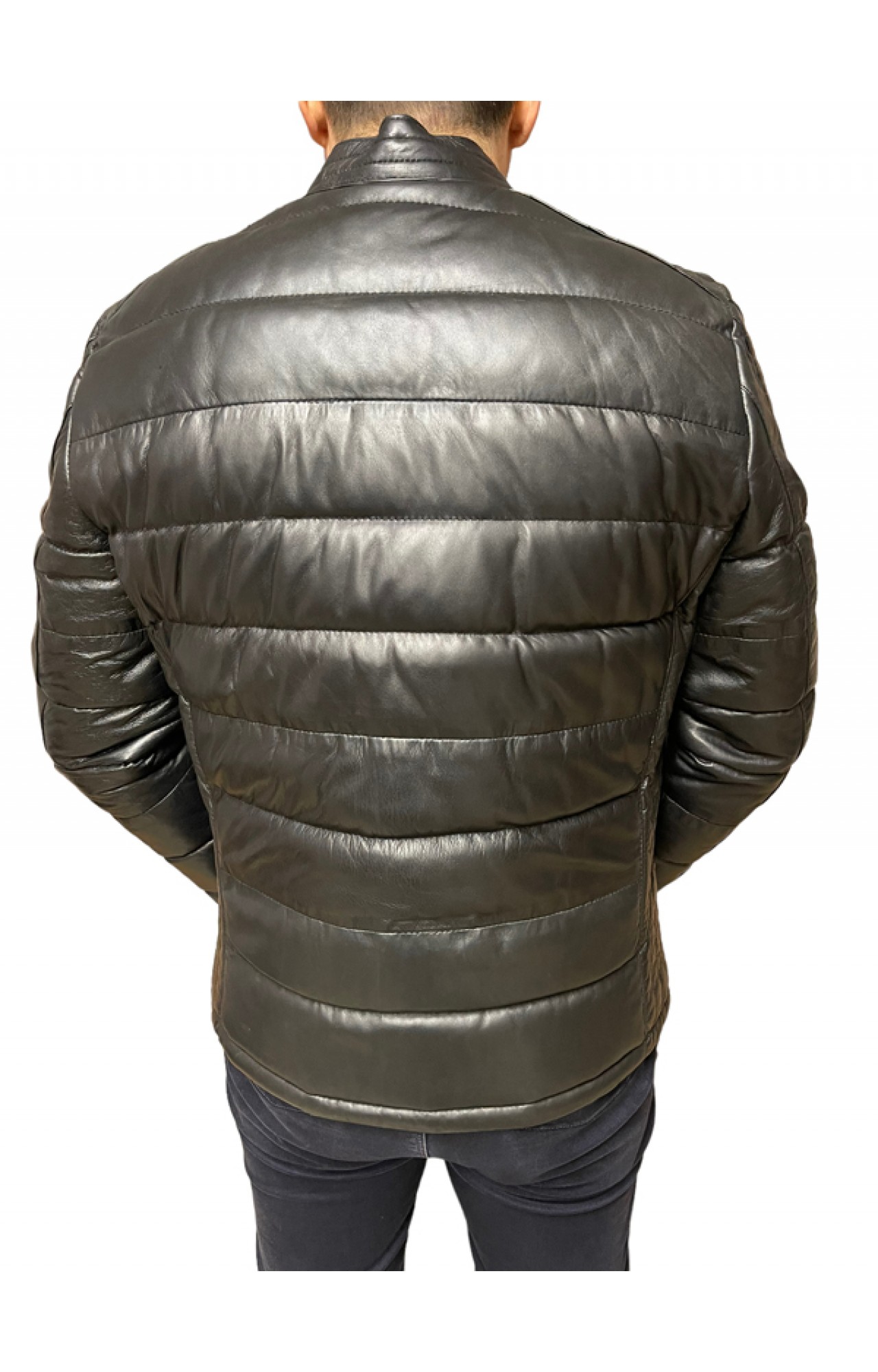 4457-BLACK ΑΝΔΡΙΚΟ ΔΕΡΜΑΤΙΝΟ ΜΠΟΥΦΑΝ PUFFER 