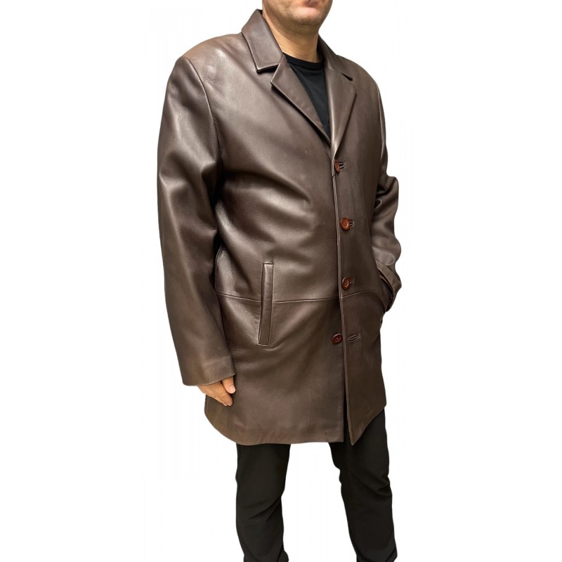 62009A ΑΝΔΡΙΚΟ ΔΕΡΜΑΤΙΝΟ ΠΑΛΤΟ ΚΑΦΕ ΣΚΟΥΡΟ