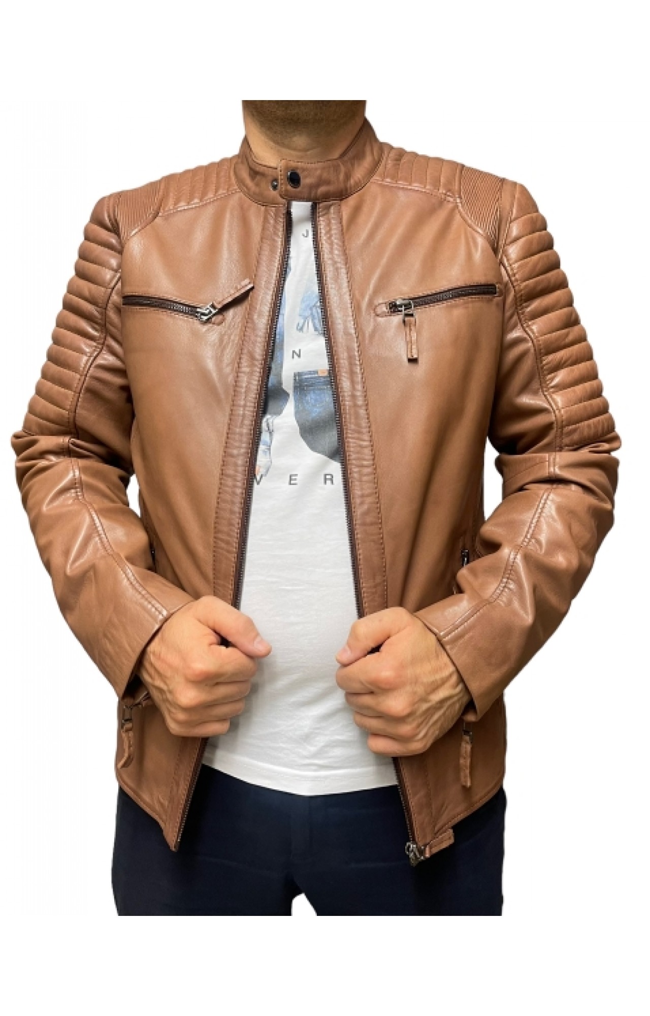 5081-PRAGUE MENS LEATHER BIKER JACKET