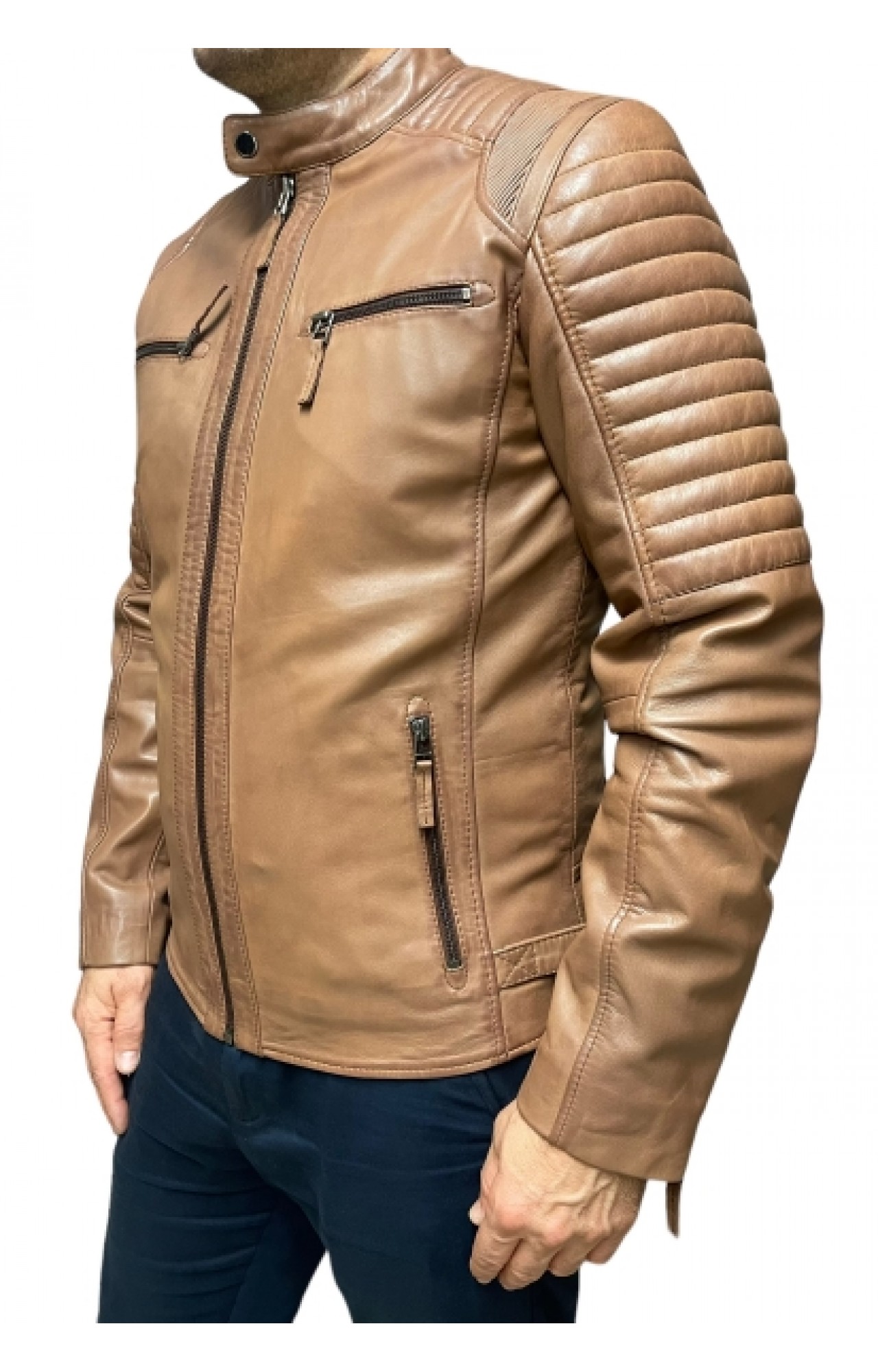 5081-PRAGUE MENS LEATHER BIKER JACKET