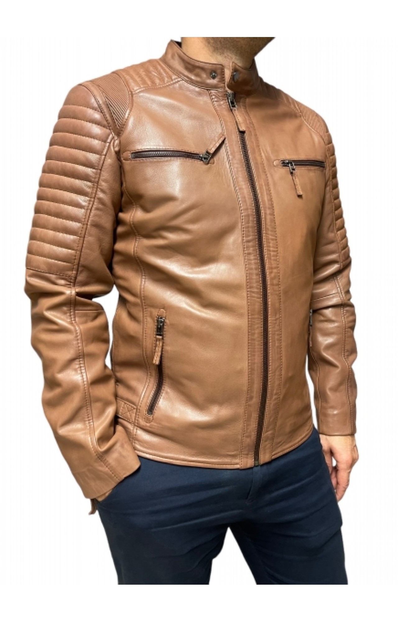 5081-PRAGUE MENS LEATHER BIKER JACKET