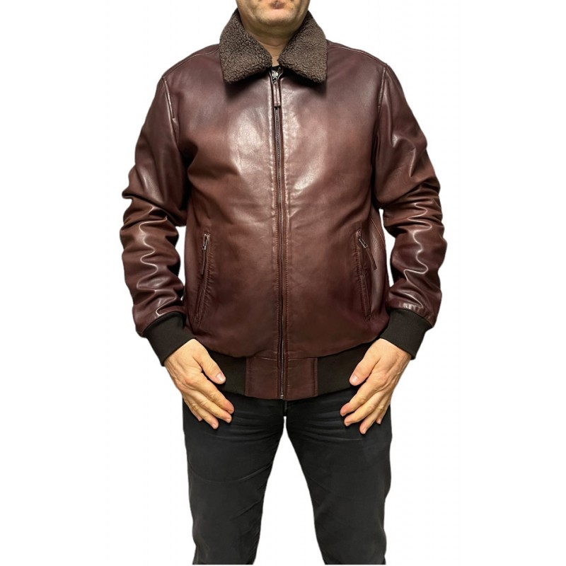 BO-ALEXIS-23 ΑΝΔΡΙΚΟ ΔΕΡΜΑΤΙΝΟ BOMBER ΚΑΦΕ