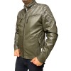BO-COOPER-OLIVE MENS LEATHER JACKET BIKER 