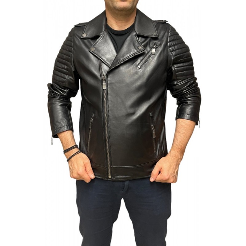GR-274 ΑΝΔΡΙΚΟ ΔΕΡΜΑΤΙΝΟ BIKER-PERFECTO ΜΑΥΡΟ