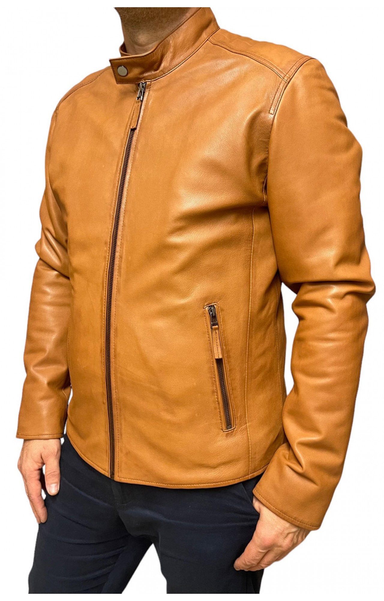 HARDY-1 MENS COGNAC LEATHER JACKET