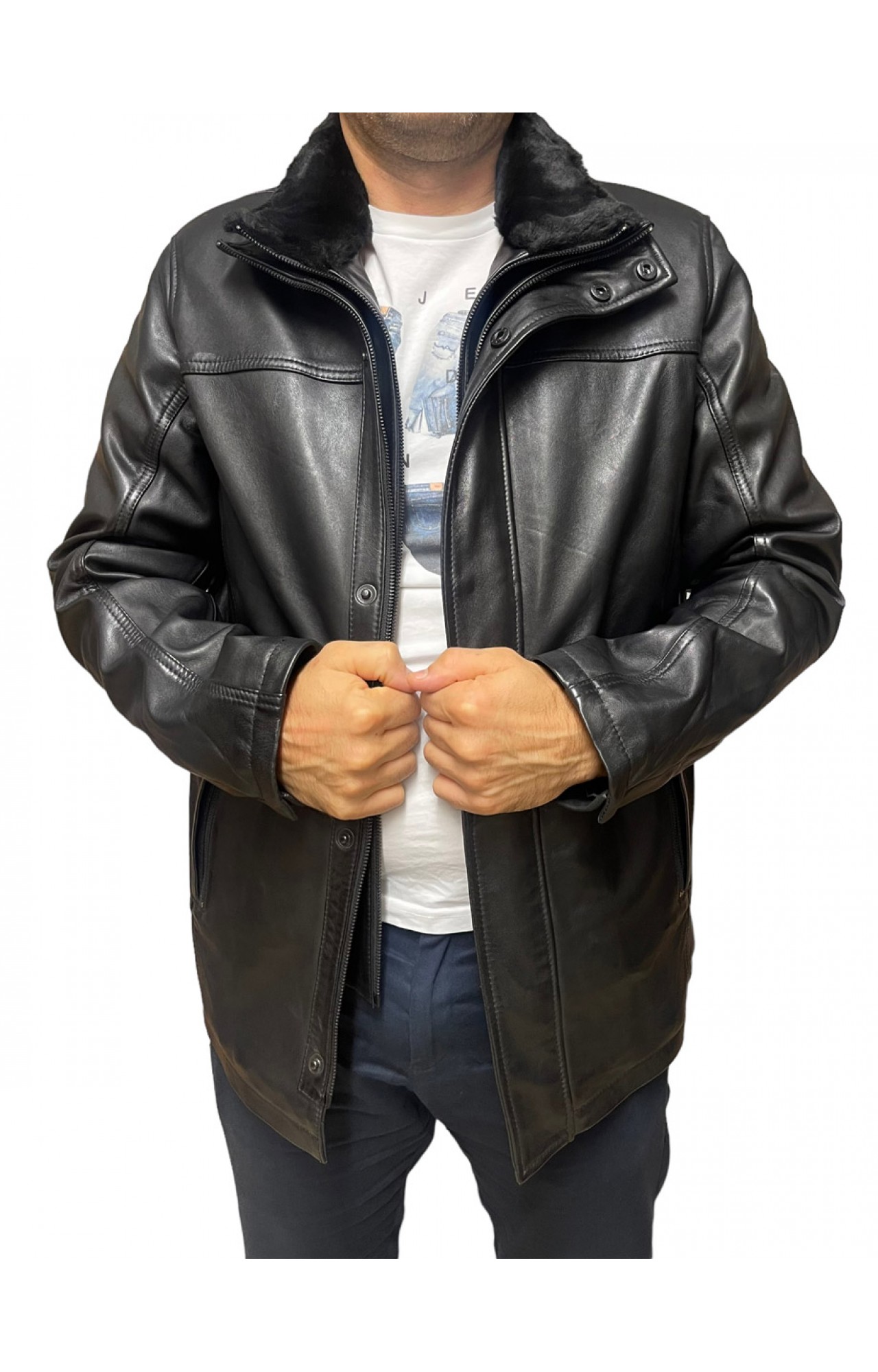 ID-4558A-BLACK ΑΝΔΡΙΚΟ ΔΕΡΜΑΤΙΝΟ ΜΠΟΥΦΑΝ ΜΑΥΡΟ