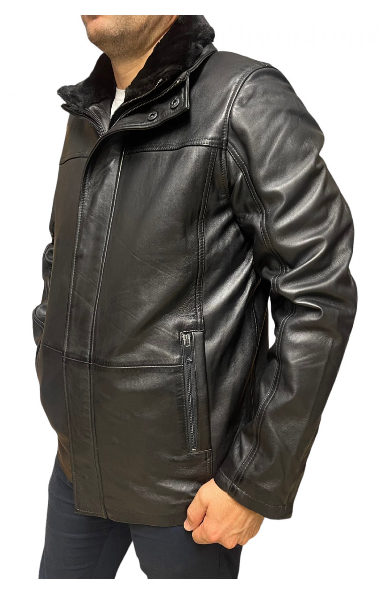 ID-4558A-BLACK ΑΝΔΡΙΚΟ ΔΕΡΜΑΤΙΝΟ ΜΠΟΥΦΑΝ ΜΑΥΡΟ