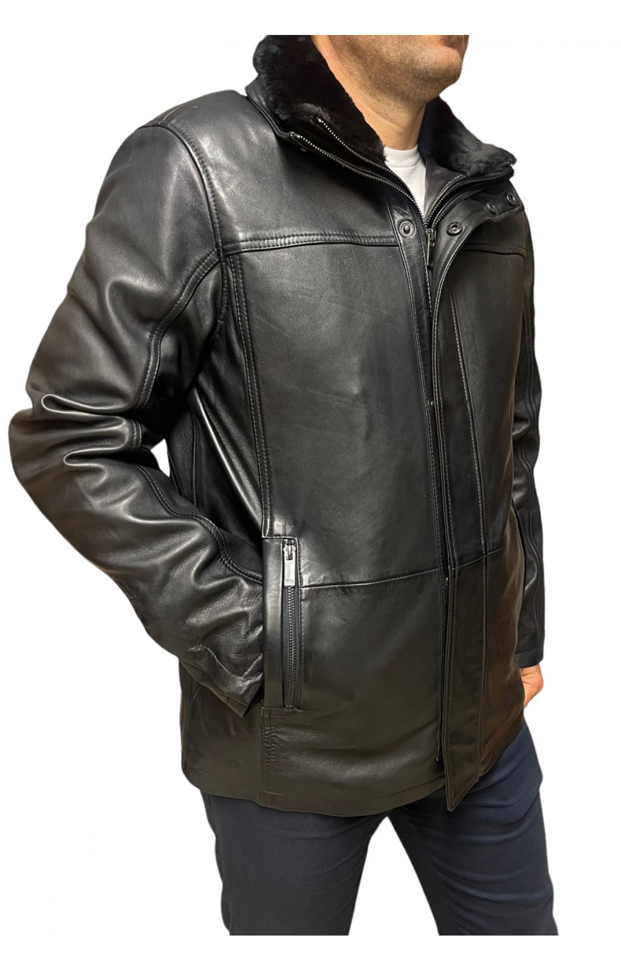 ID-4558A-BLACK ΑΝΔΡΙΚΟ ΔΕΡΜΑΤΙΝΟ ΜΠΟΥΦΑΝ ΜΑΥΡΟ