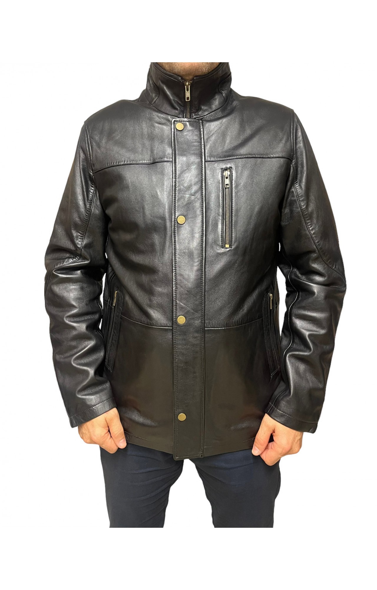 ID-4561-BLACK MENS LEATHER JACKET