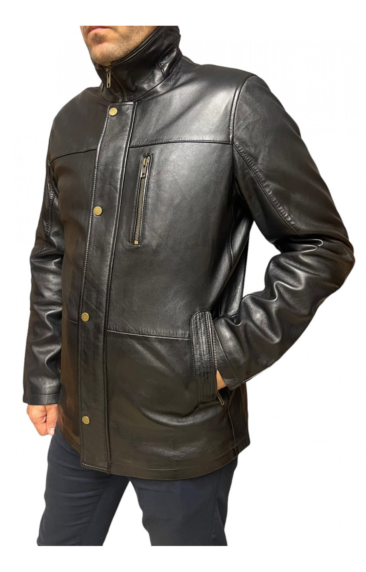 ID-4561-BLACK MENS LEATHER JACKET