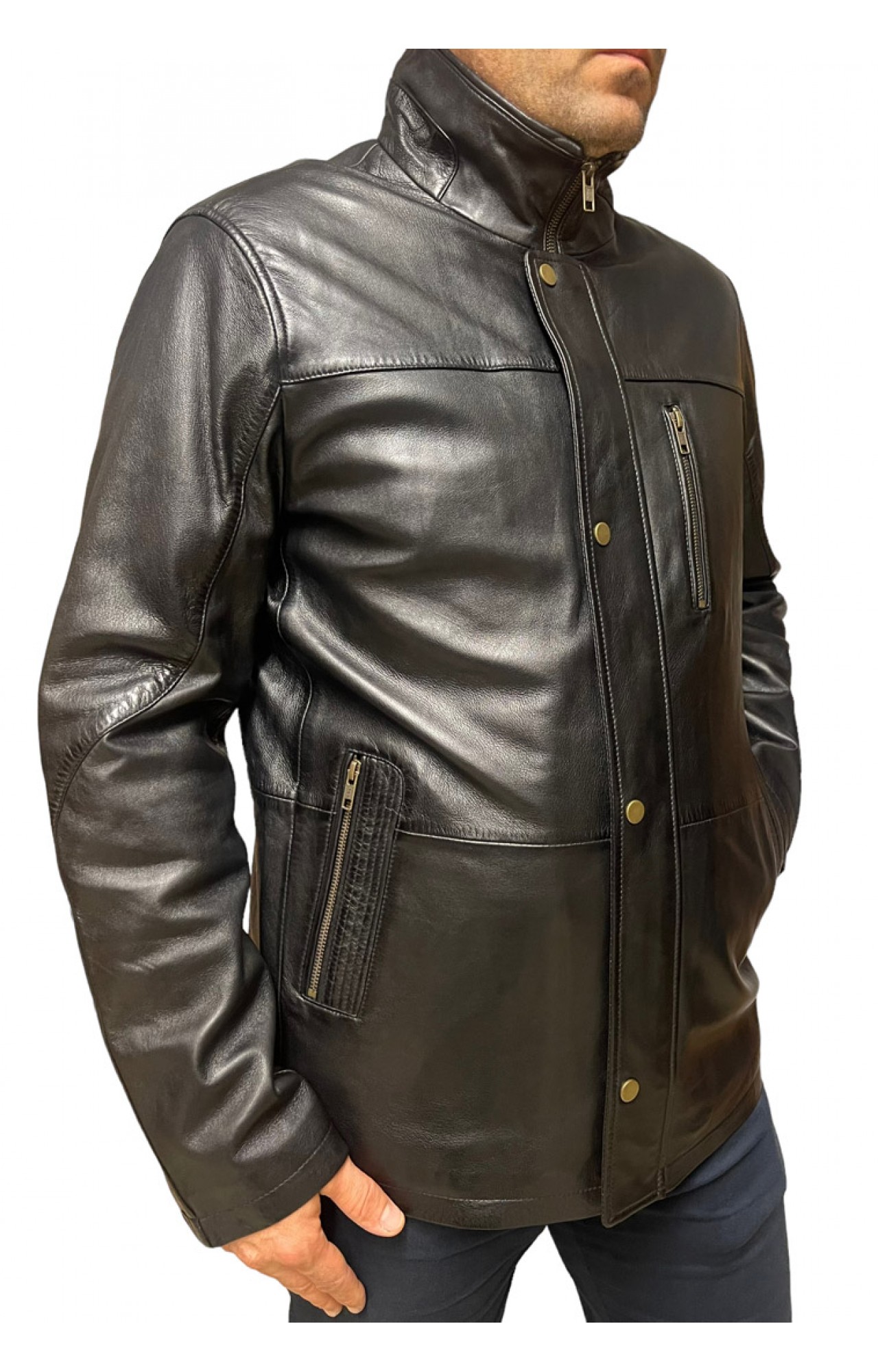 ID-4561-BLACK MENS LEATHER JACKET