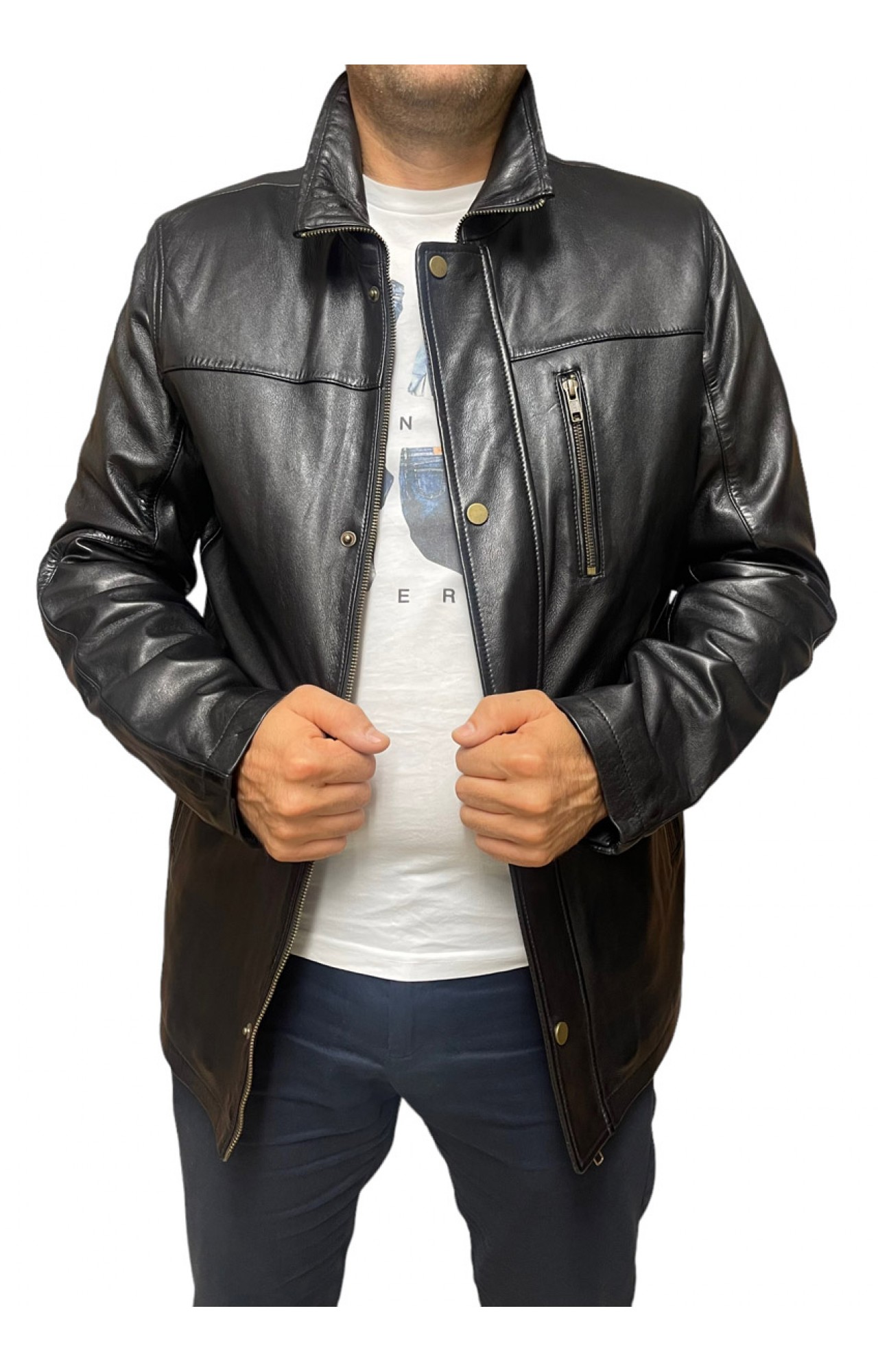 ID-4561-BLACK MENS LEATHER JACKET