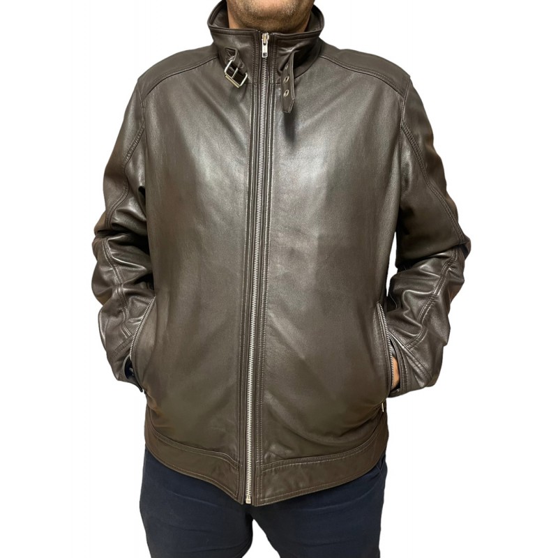 ID-4563-DK BROWN ΑΝΔΡΙΚΟ ΔΕΡΜΑΤΙΝΟ ΜΠΟΥΦΑΝ ΣΚΟΥΡΟ ΚΑΦΕ