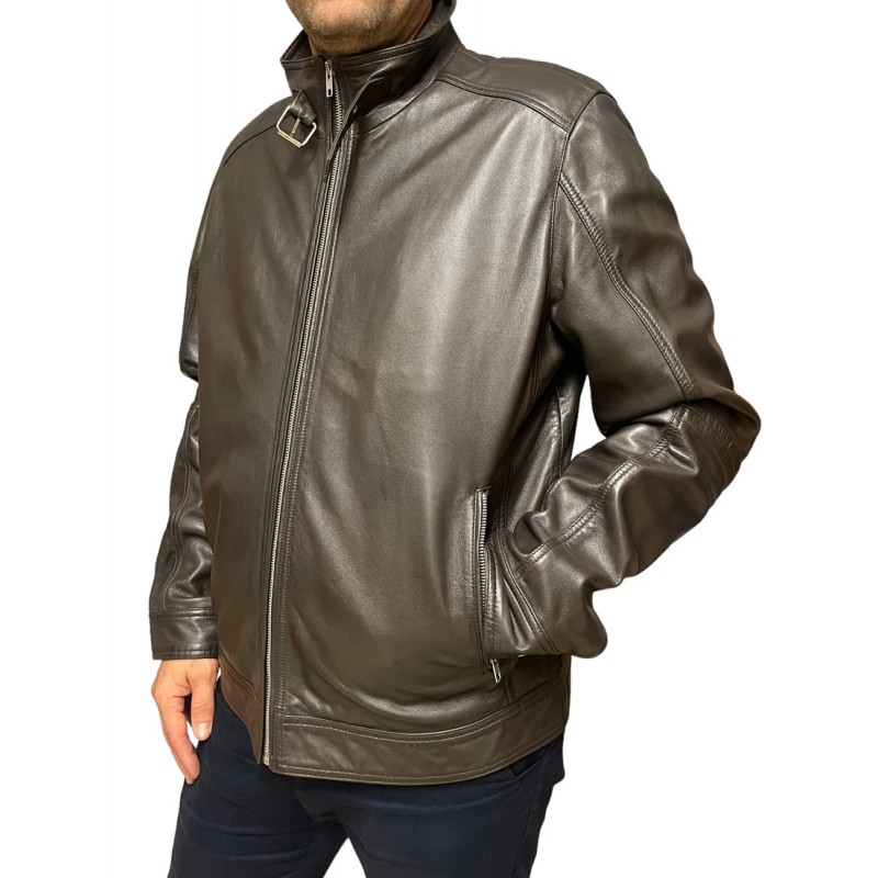 ID-4563-DK BROWN ΑΝΔΡΙΚΟ ΔΕΡΜΑΤΙΝΟ ΜΠΟΥΦΑΝ ΣΚΟΥΡΟ ΚΑΦΕ