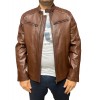 ID-4566 MENS LEATHER BIKER JACKET BROWN