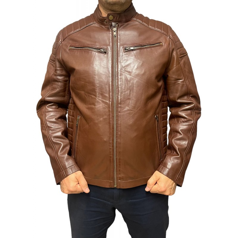 ID-4566 ΑΝΔΡΙΚΟ ΔΕΡΜΑΤΙΝΟ BIKER ΜΠΟΥΦΑΝ ΚΑΦΕ