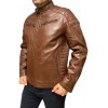 ID-4566 MENS LEATHER BIKER JACKET BROWN