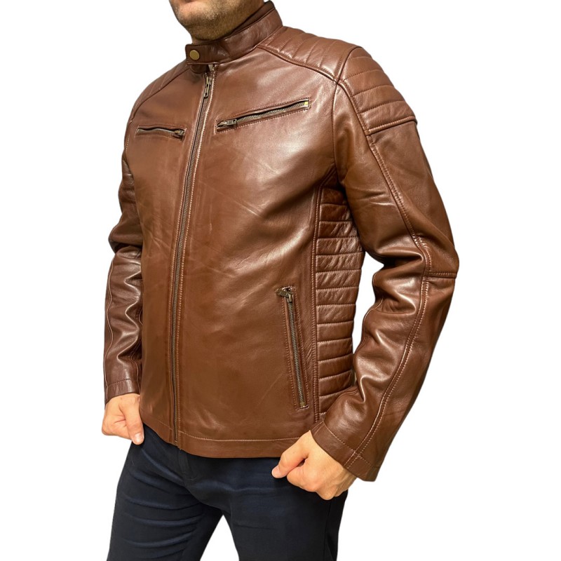 ID-4566 ΑΝΔΡΙΚΟ ΔΕΡΜΑΤΙΝΟ BIKER ΜΠΟΥΦΑΝ ΚΑΦΕ