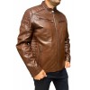 ID-4566 MENS LEATHER BIKER JACKET BROWN