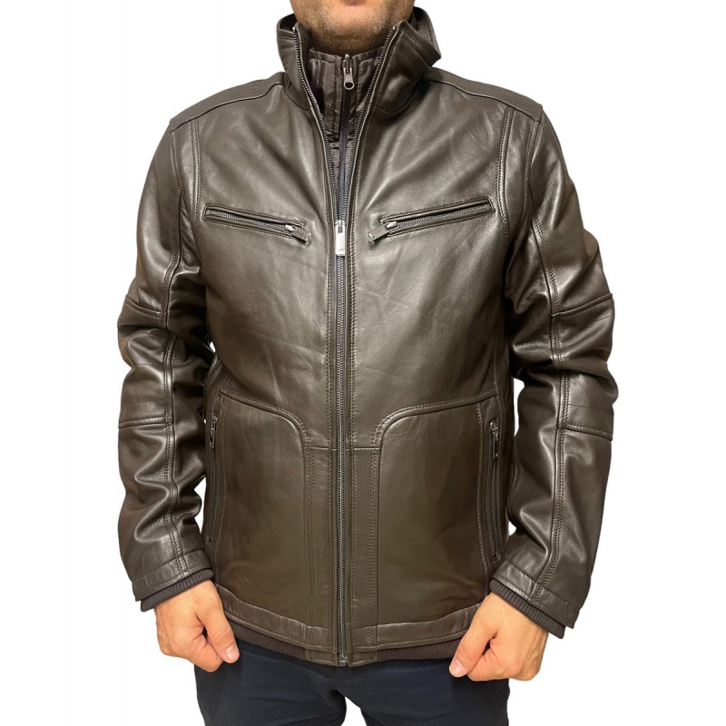 ID-4577-DK BROWN ΑΝΔΡΙΚΟ ΔΕΡΜΑΤΙΝΟ ΜΠΟΥΦΑΝ ΣΚΟΥΡΟ ΚΑΦΕ