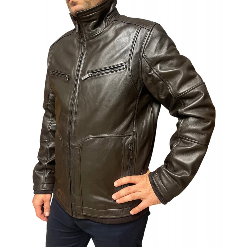 ID-4577-DK BROWN ΑΝΔΡΙΚΟ ΔΕΡΜΑΤΙΝΟ ΜΠΟΥΦΑΝ ΣΚΟΥΡΟ ΚΑΦΕ