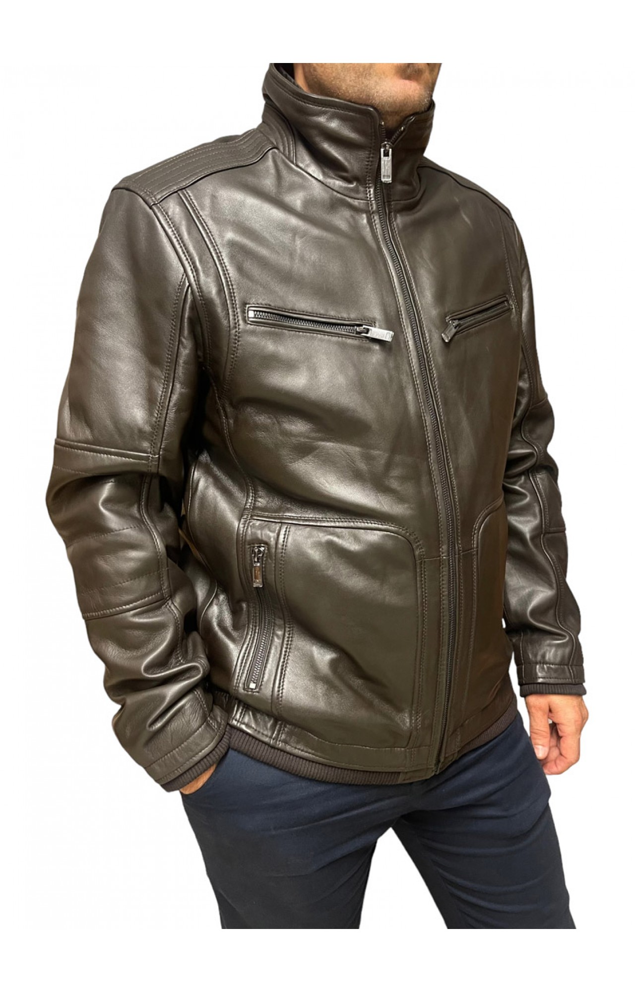 ID-4577-DK BROWN ΑΝΔΡΙΚΟ ΔΕΡΜΑΤΙΝΟ ΜΠΟΥΦΑΝ ΣΚΟΥΡΟ ΚΑΦΕ