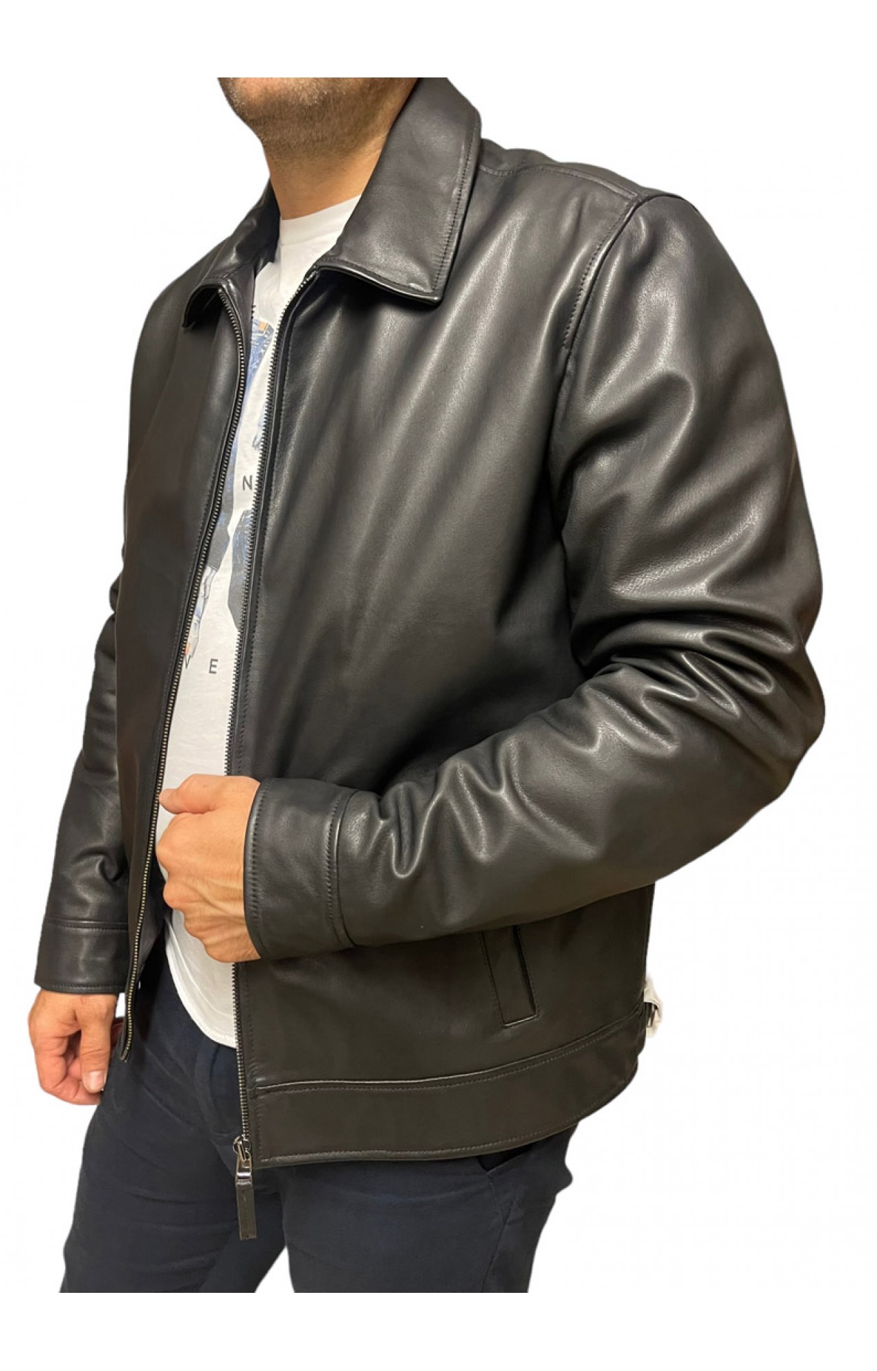LAZARUS-BLACK MENS LEATHER JACKET