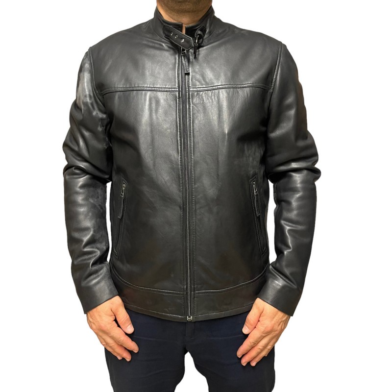 VESPA-BLACK ΑΝΔΡΙΚΟ ΔΕΡΜΑΤΙΝΟ ΜΠΟΥΦΑΝ ΜΑΥΡΟ