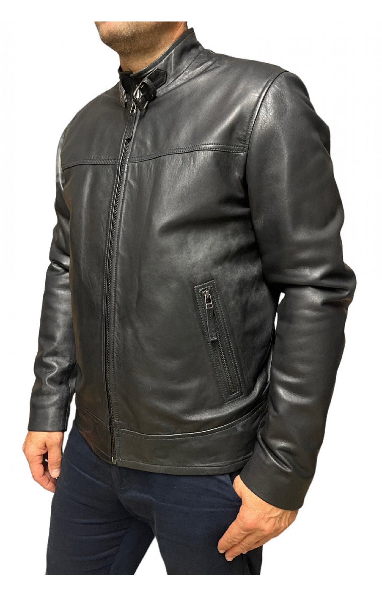 VESPA-BLACK MENS LEATHER JACKET