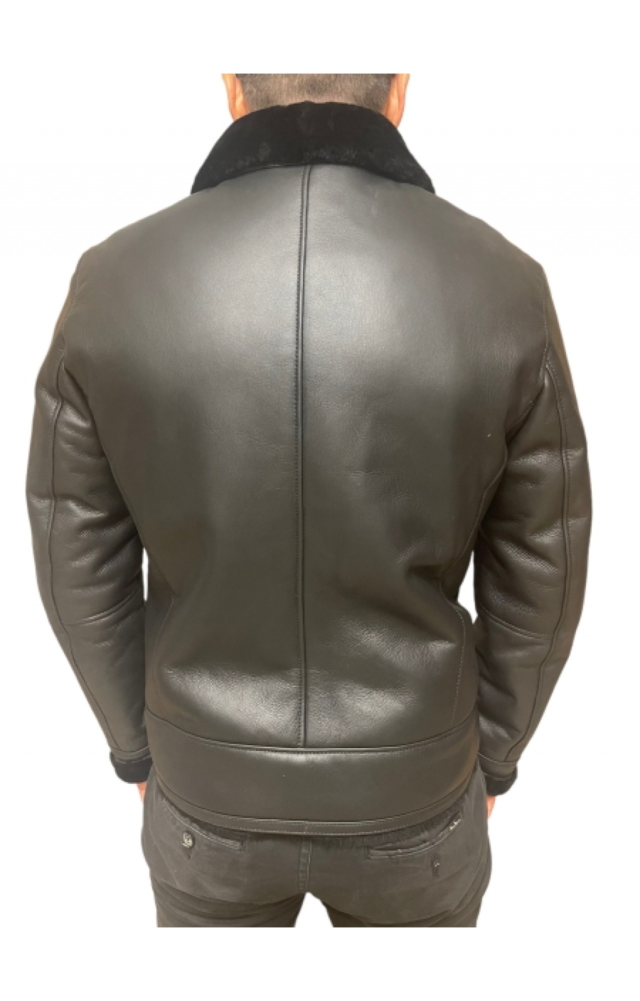 PILOT MENS BLACK LEATHER SHEEPSKIN