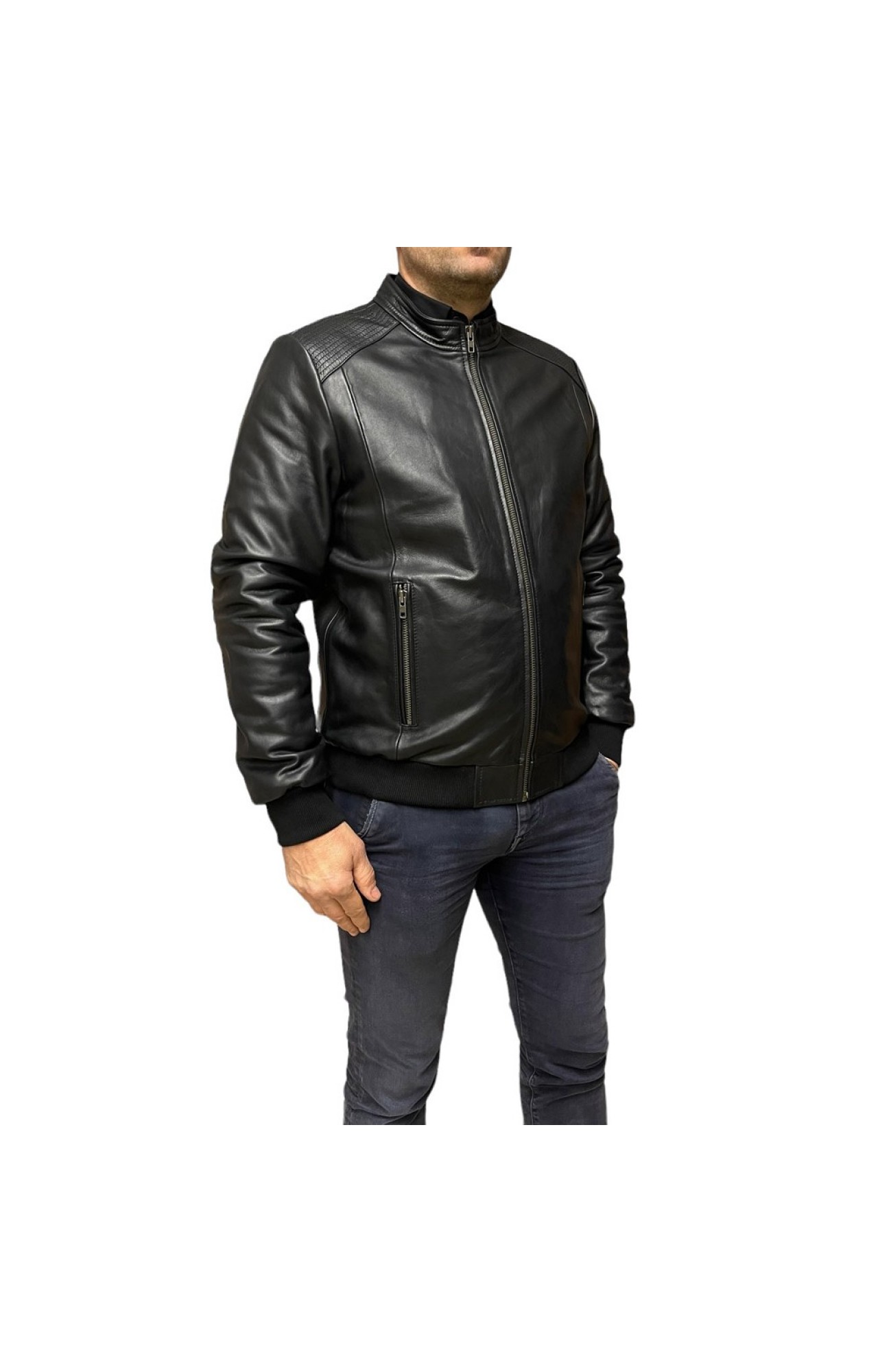 ID-4593-BLACK ΑΝΔΡΙΚΟ ΔΕΡΜΑΤΙΝΟ ΜΠΟΥΦΑΝ ΜΑΥΡΟ