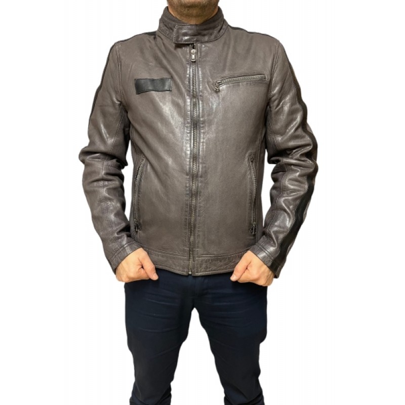 UC-5044 ΑΝΔΡΙΚΟ ΔΕΡΜΑΤΙΝΟ BIKER ΜΠΟΥΦΑΝ ΑΝΘΡΑΚΙ