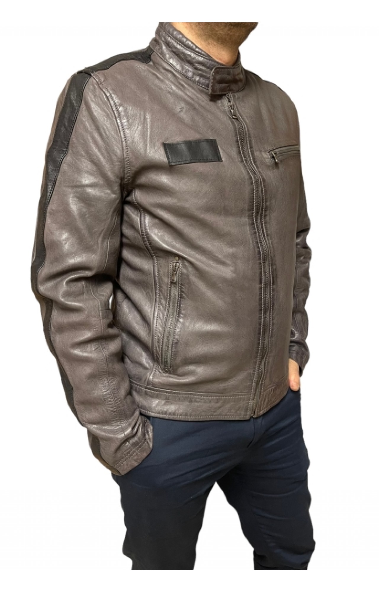 UC-5044 MENS LEATHER BIKER JACKET ANTHRACITE