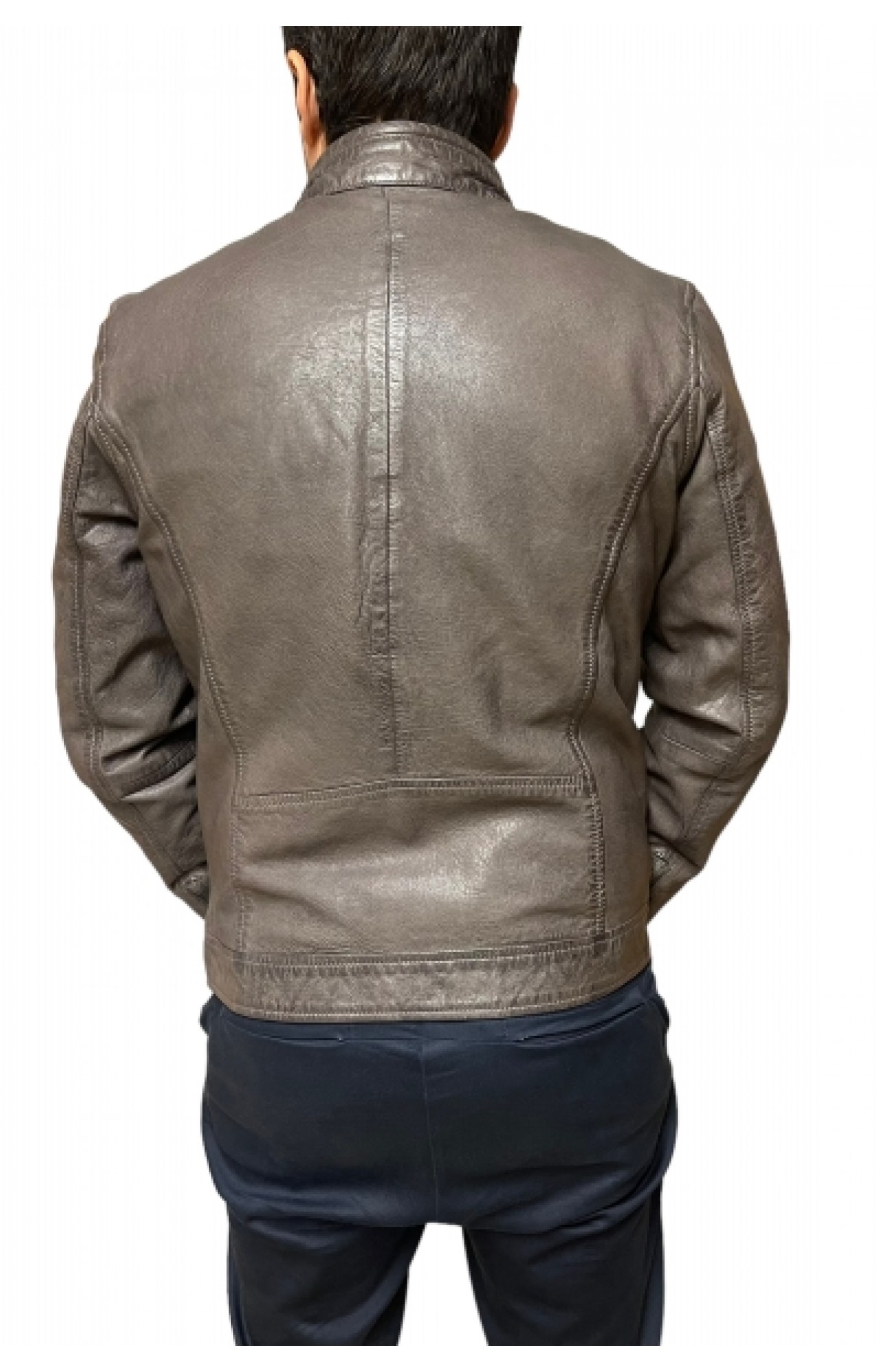 UC-5044 MENS LEATHER BIKER JACKET ANTHRACITE