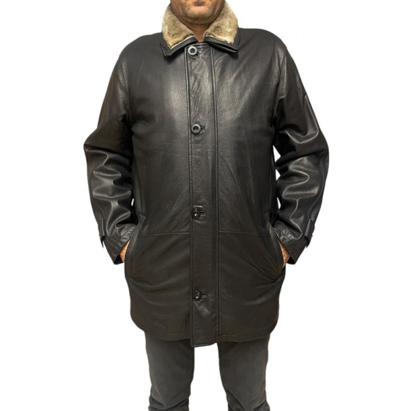 SM-ALESSIO ΑΝΔΡΙΚΟ ΔΕΡΜΑΤΙΝΟ ΤΖΑΚΕΤ ΜΑΥΡΟ