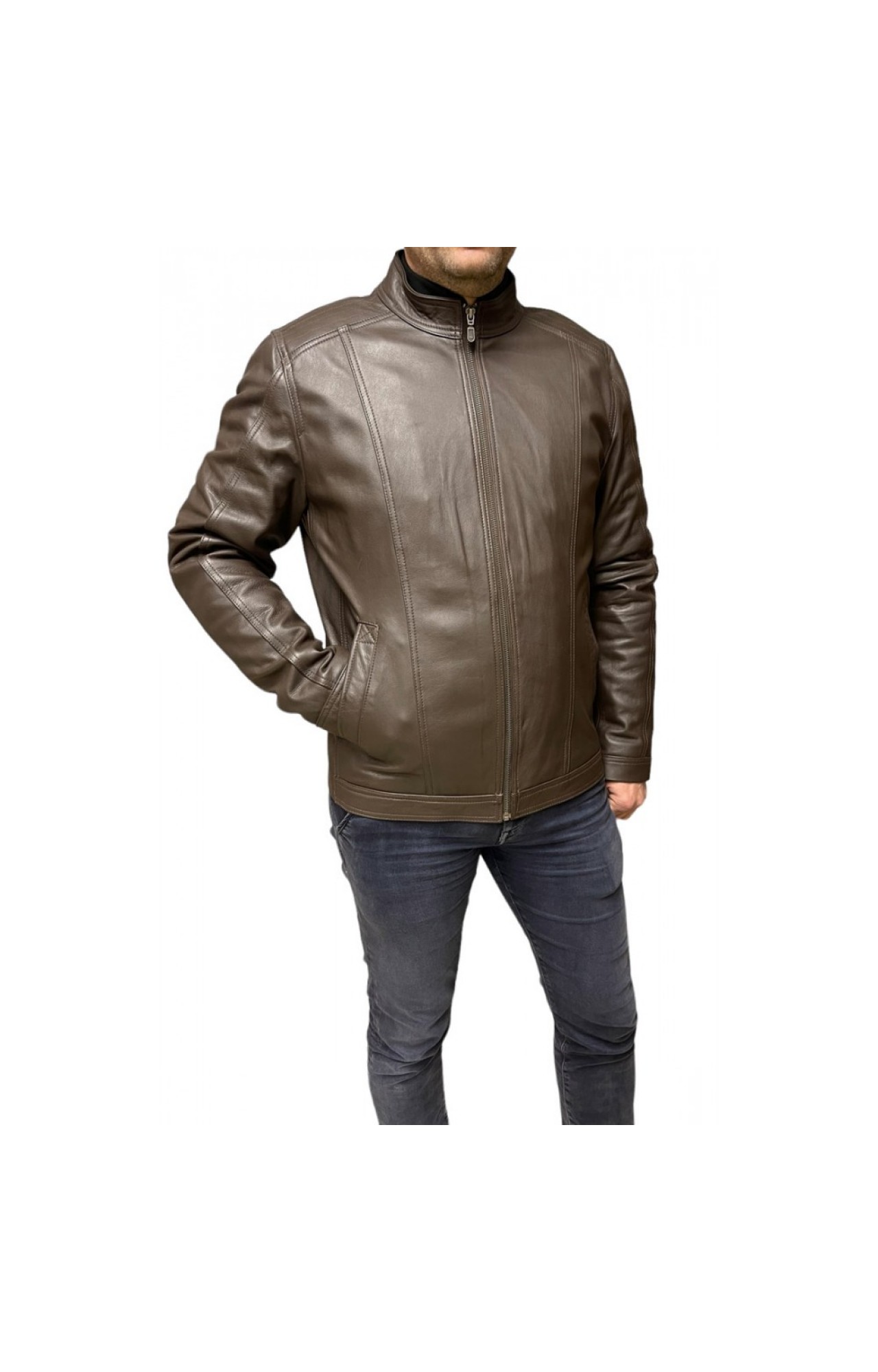 D-4051-DK BROWN MENS LEATHER JACKET 