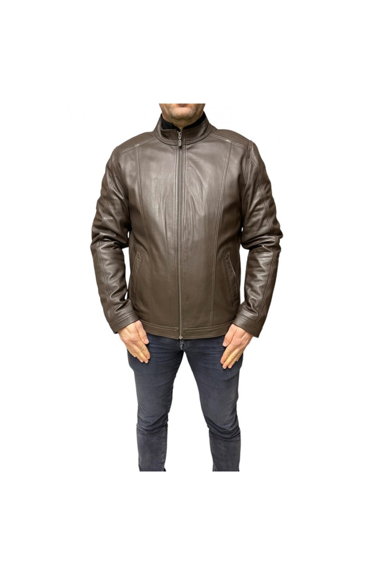 D-4051-DK BROWN MENS LEATHER JACKET 