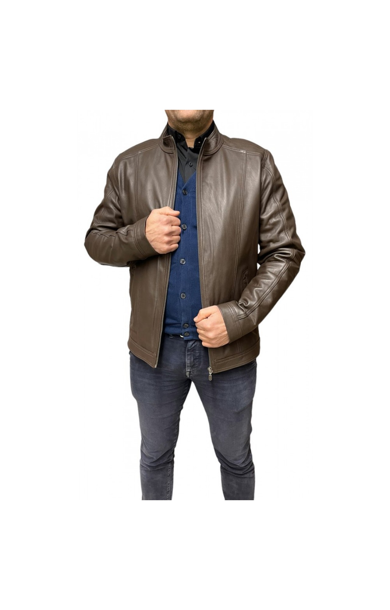 D-4051-DK BROWN MENS LEATHER JACKET 