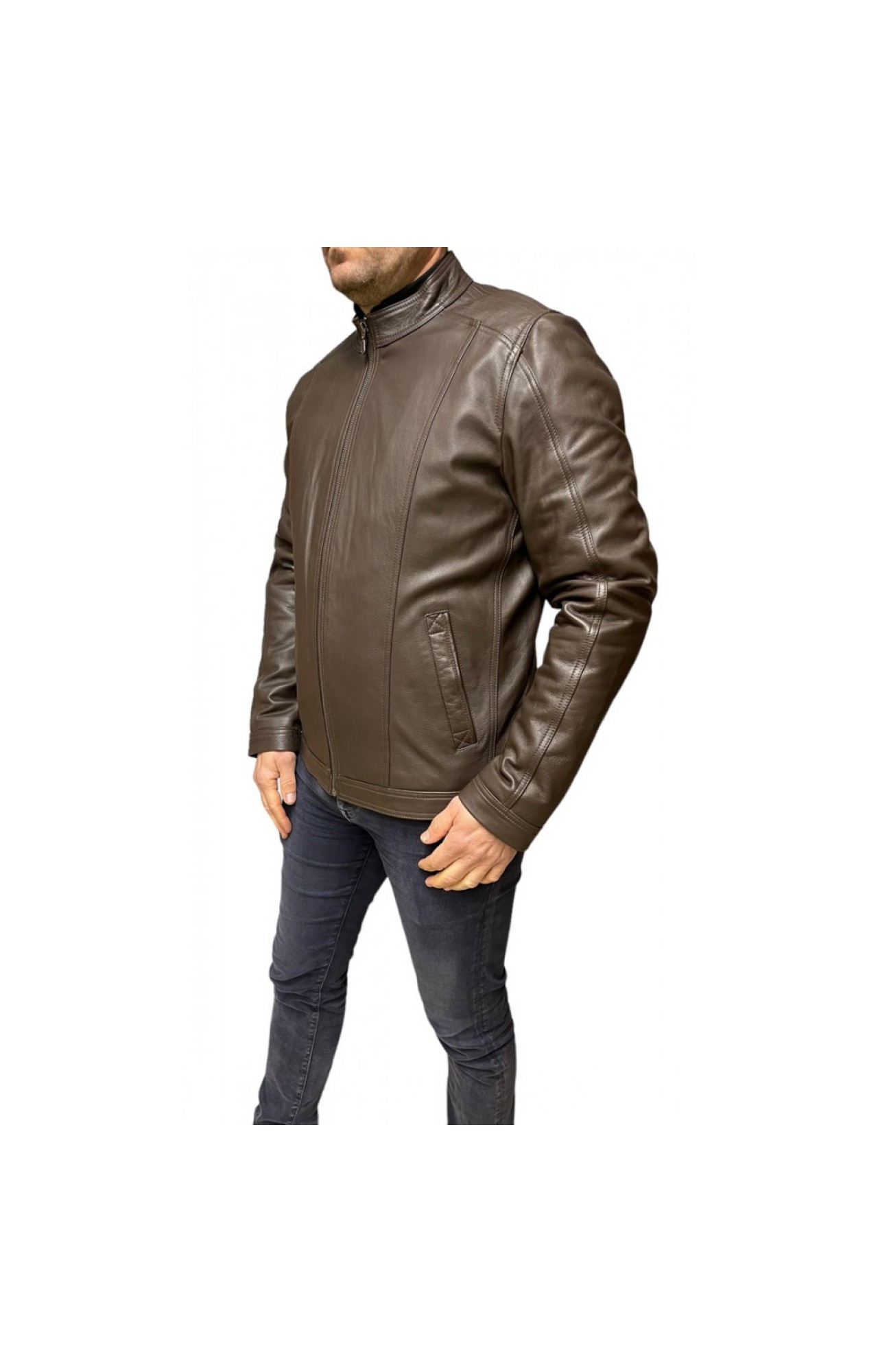 D-4051-DK BROWN MENS LEATHER JACKET 