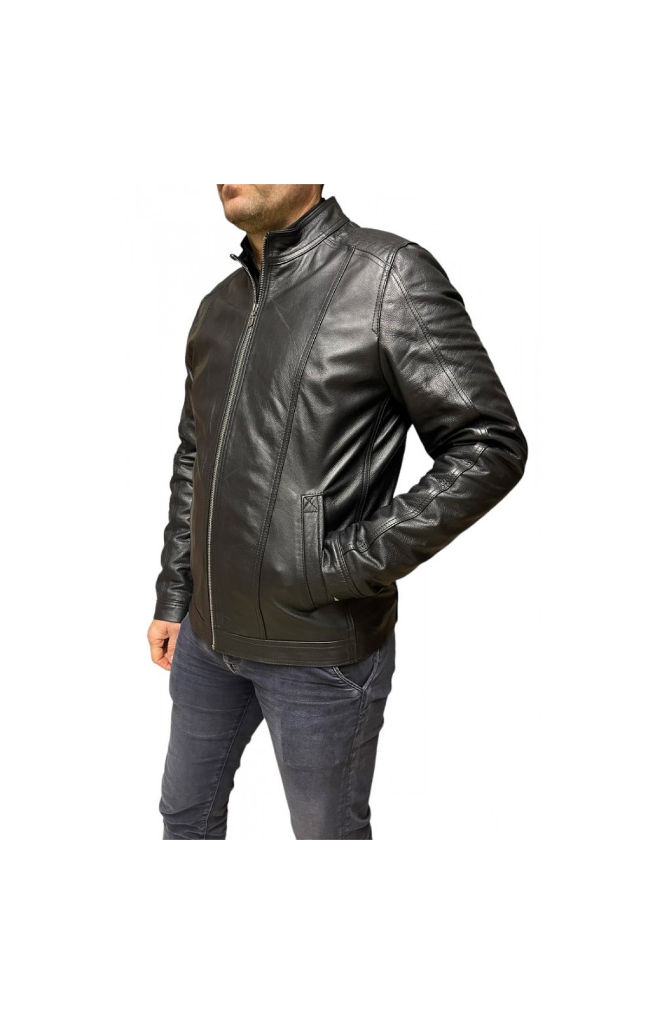 D-4051-BLACK MENS LEATHER JACKET