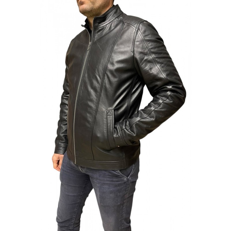 D-4051-BLACK ΑΝΔΡΙΚΟ ΔΕΡΜΑΤΙΝΟ ΜΠΟΥΦΑΝ ΜΑΥΡΟ