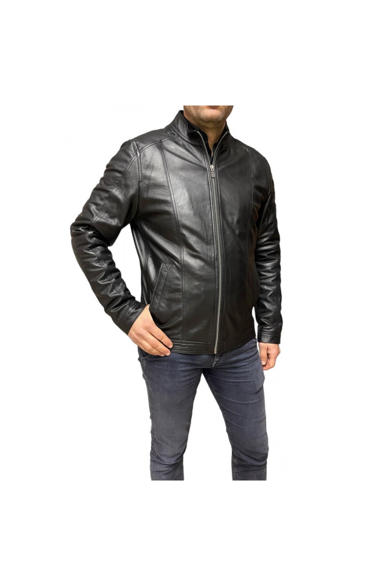 D-4051-BLACK MENS LEATHER JACKET
