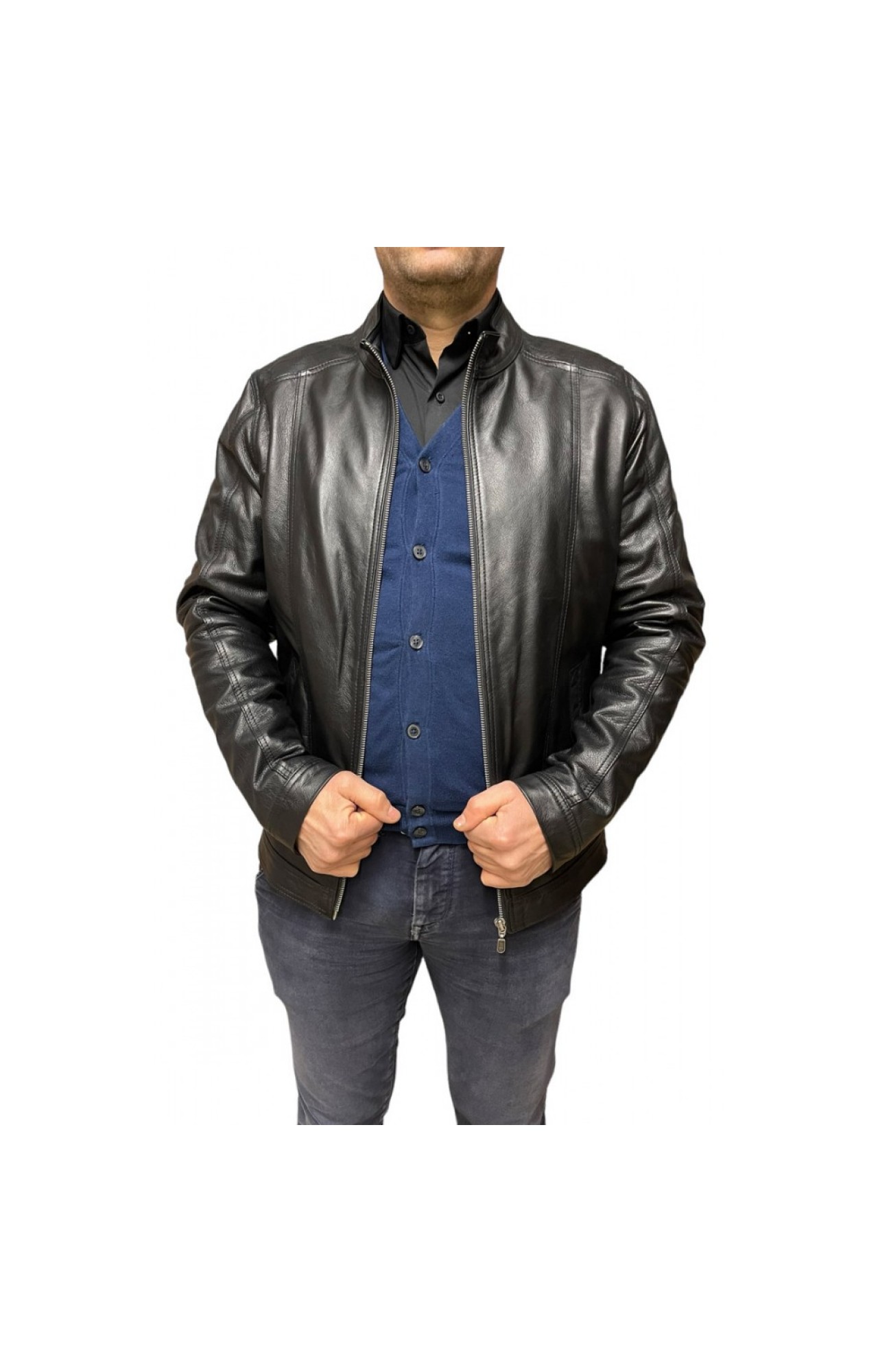 D-4051-BLACK MENS LEATHER JACKET