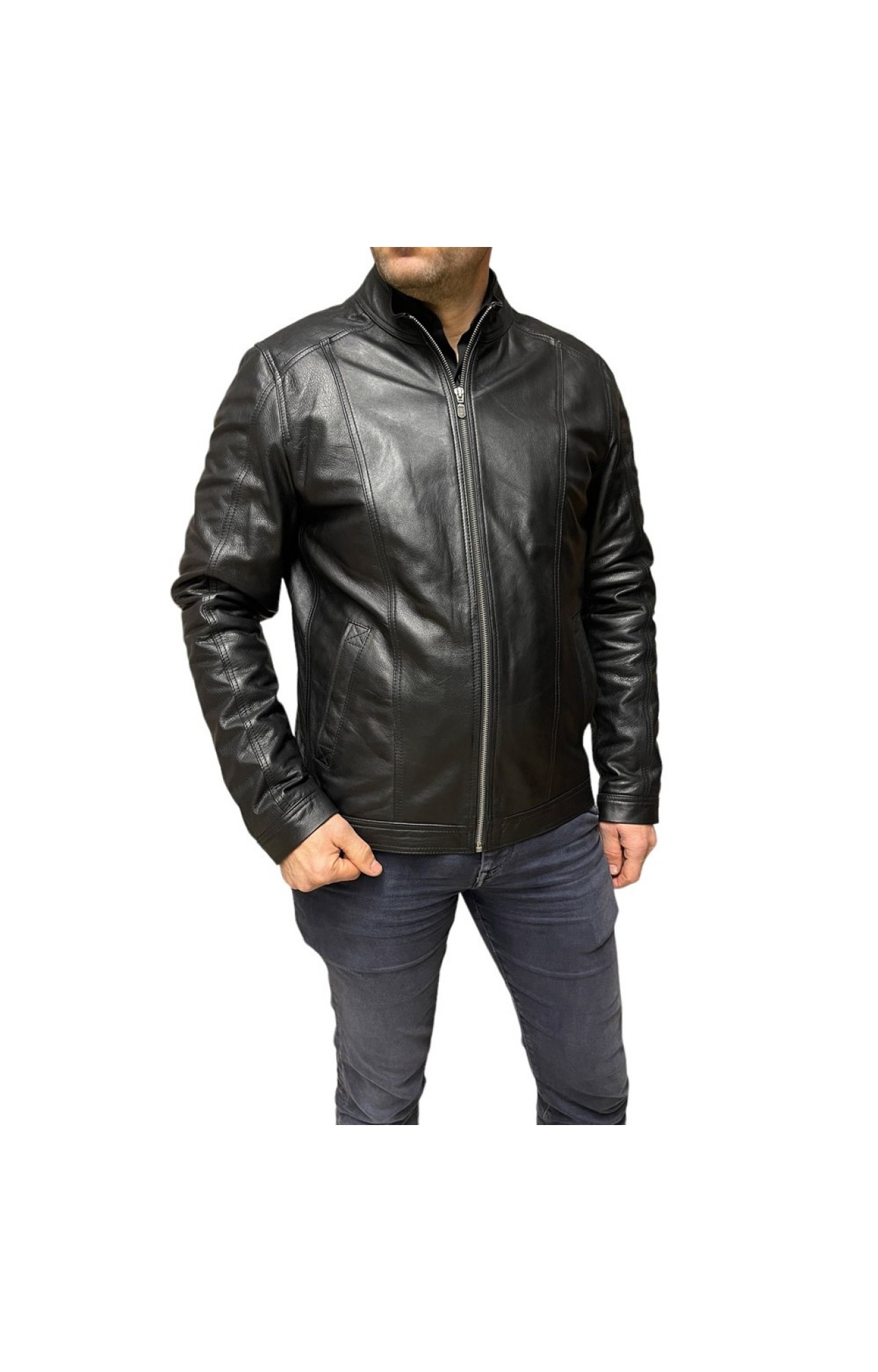 D-4051-BLACK MENS LEATHER JACKET