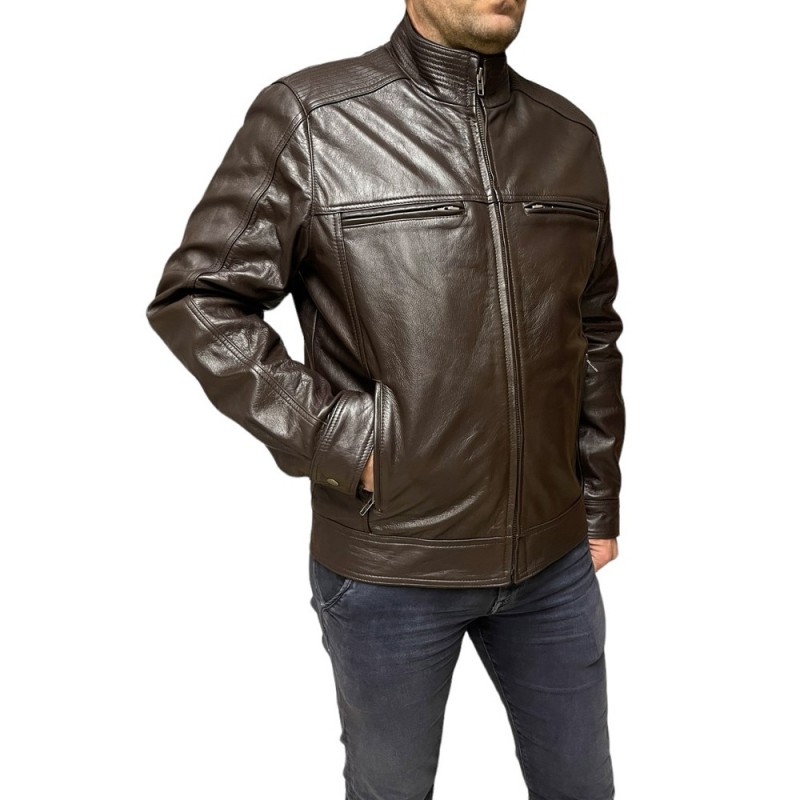 ID-4592-DK BROWN ΑΝΔΡΙΚΟ ΔΕΡΜΑΤΙΝΟ ΜΠΟΥΦΑΝ ΚΑΦΕ ΣΚΟΥΡΟ